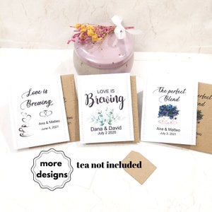 Le mélange parfait / Love is brewing sachets de thé personnalisés, sachets de faveur de thé de mariage, paquet de 25