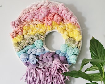 Pastel Rainbow, Round Weaving, Colourful Bohemian