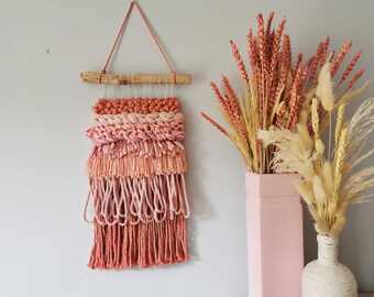 Coral Wall Art, Woven Wall Hanging, Fiber Art