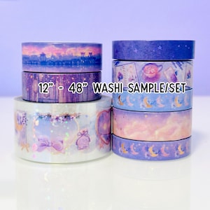 Échantillon/ensemble de 12 à 48 po. Lavender Dreams Washi Simplement doré | Sous-boîte Washi |  Echantillon Washi 1224