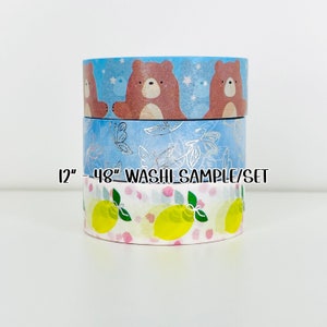 12” - 48&quot; Sample Simply Gilded Blue Jasper Washi  |   Spring Lemon Dots  |   Blue Simple Line Butterfly Outline  |   Washi Sample 323