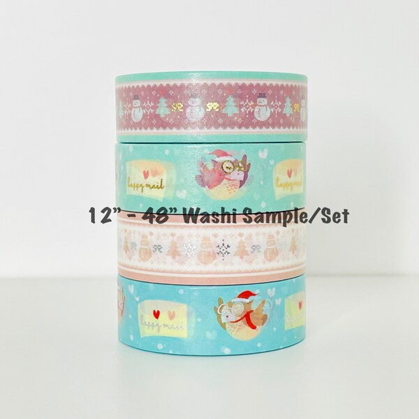 12" - 48" Sample/Set Simply Gilded Vintage Happy Mail Owl Washi  |   Snowman Washi  |   Washi Sample 1120
