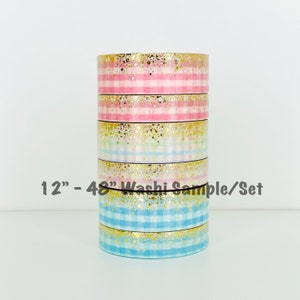 12&quot; - 48&quot; Sample/Set Simply Gilded Spring Gingham Stardust Washi  |   Washi Sample 322