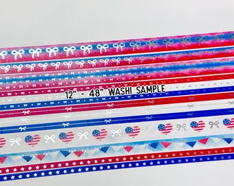 12" - 48" Sample/Set Simply Gilded Red White Blue Ombré Washi | Patriotic Washi | Star Spangled Summer Washi |  Washi Sample 624