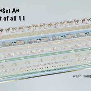 12" - 48" Sample/Set Simply Gilded February Sub Box Washi | Paris in Spring Washi | Washi Sample 221 Set A- Set of all 11