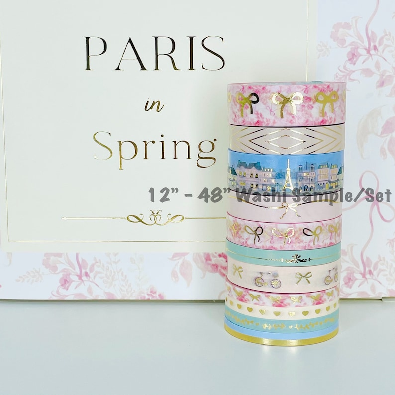 12" - 48" Sample/Set Simply Gilded February Sub Box Washi | Paris in Spring Washi | Washi Sample 221 image 1