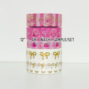 12&quot; - 48&quot; Sample/Set Simply Gilded Strawberry Milk Washi  |  Bow Washi  |  Glitter Washi  |  Washi Sample 224