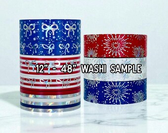 12” - 48" Sample Simply Gilded Patriotic Stars and Stripes Washi  |  Patriotic Fireworks Washi  |  Patriotic Washi  |  Washi Sample 622