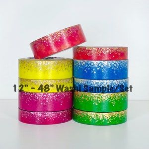 12&quot; - 48&quot; Sample/Set Simply Gilded Stardust  |  Raspberry - Papaya Mix - Pineapple Sunshine - Skyberry Blue - Lime Time |  Washi Sample 421