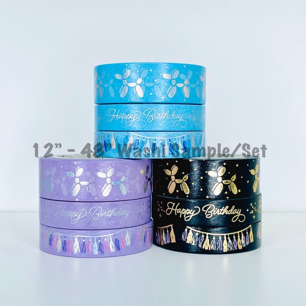 12" - 48" Sample/Set Simply Gilded Celebration Washi  |  Birthday Washi  |  Washi Sample 521