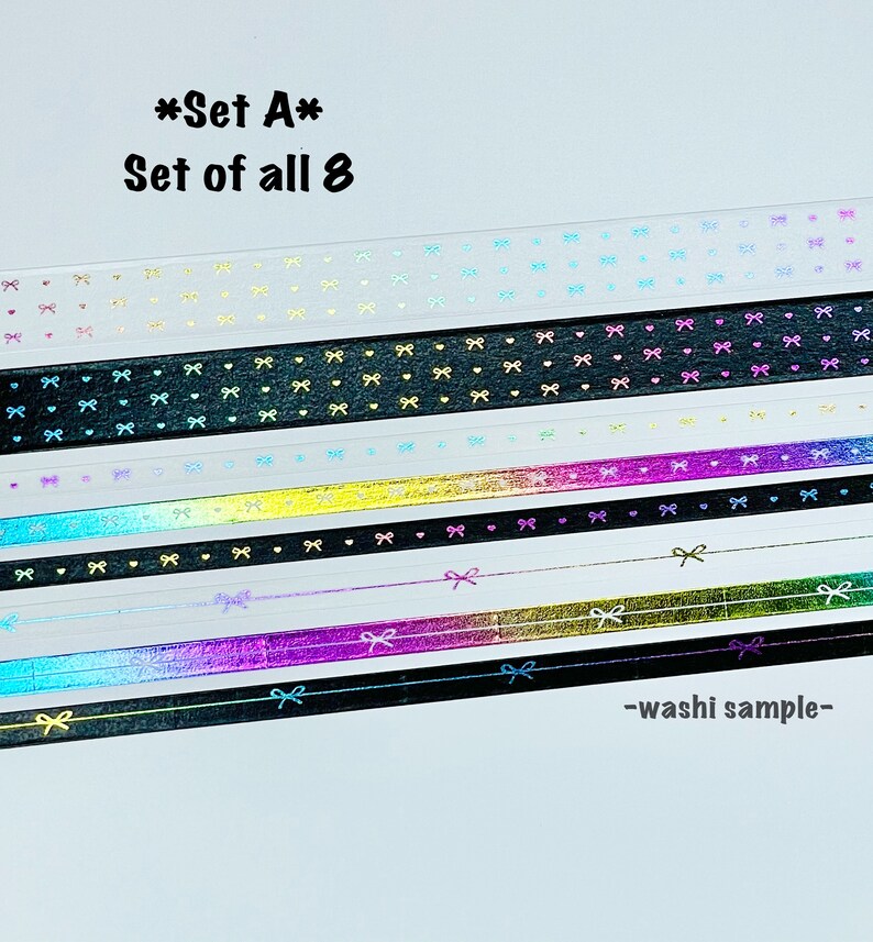 Simply Gilded Rainbow Foil Heart /& Bow Simple Bow Line 12-48 SampleSet Washi Sample 221