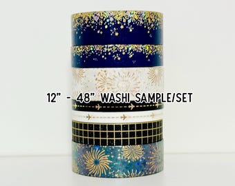 12" - 48" Sample/Set Simply Gilded Navy Blue Stardust  |  Airplane Washi  |  Grid Washi  |  Fireworks Washi  |  Washi Sample 1223