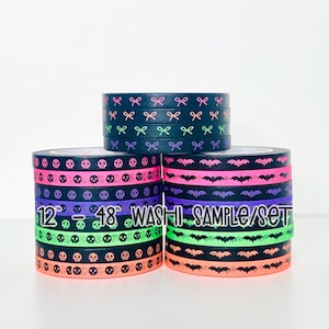 12&quot; - 48&quot; Sample/Set Simply Gilded Neon Bat Washi  |  Neon Skull Washi  |  Neon Bow Washi  |  Halloween Washi  |  Washi Sample 820
