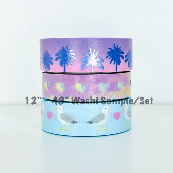 12" - 48" Sample/Set Simply Gilded Summer Seasonal Box Washi  |  Palm Tree Washi  |  Scallop Washi  |  Seagull Washi  |  Washi Sample 622