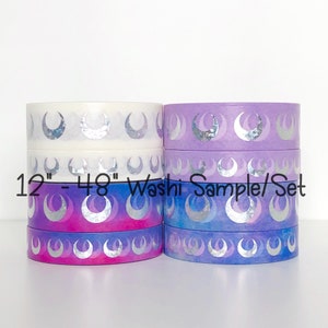 12&quot; - 48&quot; Sample/Set - Simply Gilded Moon Washi w Crystal Holo Foil -  Washi Sample