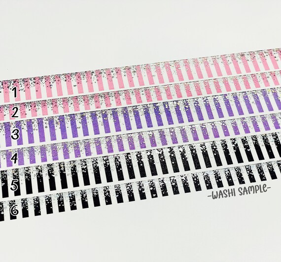 Purple & White Candy Stripe Stardust washi set (15/10mm + silver