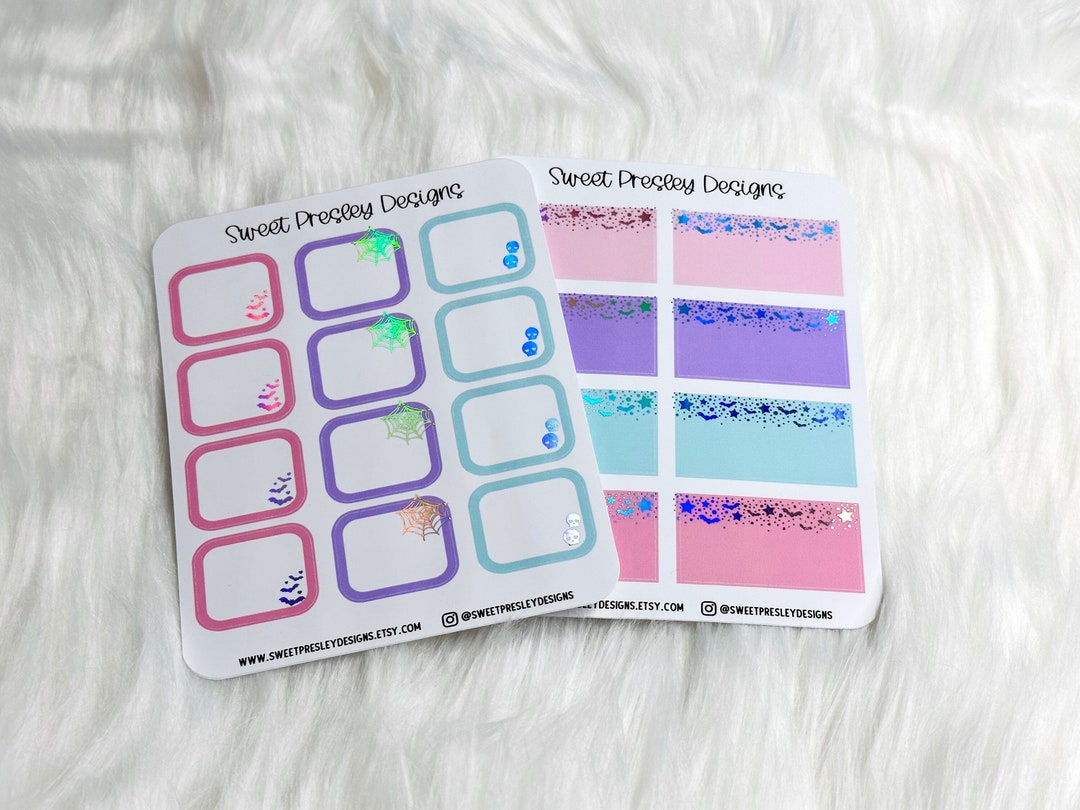 Pastel Goth Halloween Foiled Box Stickers | Foiled Planner Stickers ...