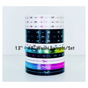 12&quot; - 48&quot; Sample/Set Simply Gilded Rainbow Foil Heart & Bow Washi  |   Simple Bow Line Washi  |  Washi Sample 221