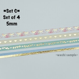 12" - 48" Sample/Set Simply Gilded February Sub Box Washi | Paris in Spring Washi | Washi Sample 221 Set C - 5mm Set