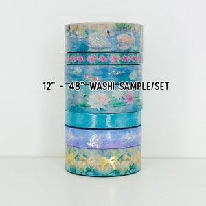 12 à 48 po. Échantillon/ensemble simplement doré Lily&#39;s Pond Washi |  Sous-boîte de mars Washi | Washi cygne |  Washi libellule |   Echantillon Washi 324