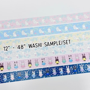 12&quot; - 48&quot; Sample/Set Simply Gilded Spring Washi  |  Spring Bunny Washi  |   Starry Juniper Washi  |  Washi Sample 321
