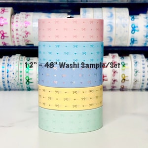 12&quot; - 48&quot; Sample/Set Simply Gilded Heart and Bow  |  Chic Pink - Chic Blue - Periwinkle - Chic Yellow - Chic Green  |   Washi Sample 520