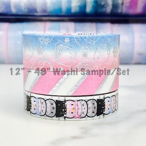 12&quot; - 48&quot; Sample/Set - Wonton in a Million Winter Washi 2019 - Steam Team Ombré  - Pink Holographic Scarf - Snow Dumplings Totem