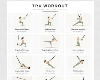 TRX Workout Plan for Women Printable PDF | 30 Day Full Body TRX Challenge | Suspension Training Poster | Home Workout Planner
