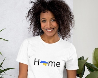 Ukraine Flag T-Shirt, White Cotton, Peace in Ukraine