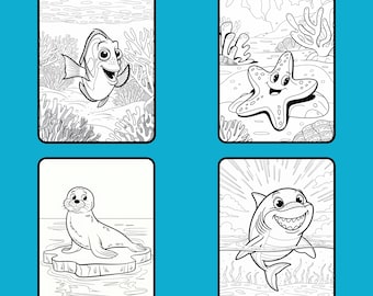 Sea Animals Coloring Pages for Kids (Digital Download)