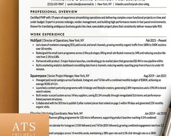 ATS Resume Template One Page, ATS Friendly Resume, Edit in Browser, Simple Resume Template, Resume Google Docs, Modern CV