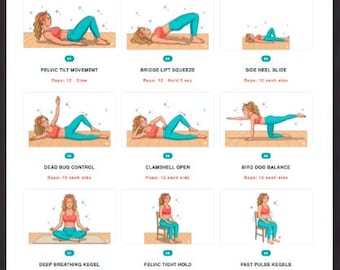Pelvic Floor Exercises for Women | Kegel Workout Guide PDF | Printable Pelvic Workout Chart 30 Day Plan | Postpartum Core & Bladder Control