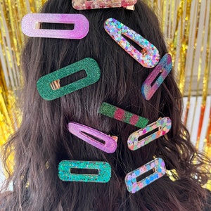 Barrettes / pince à cheveux/ résine paillettes fines image 5