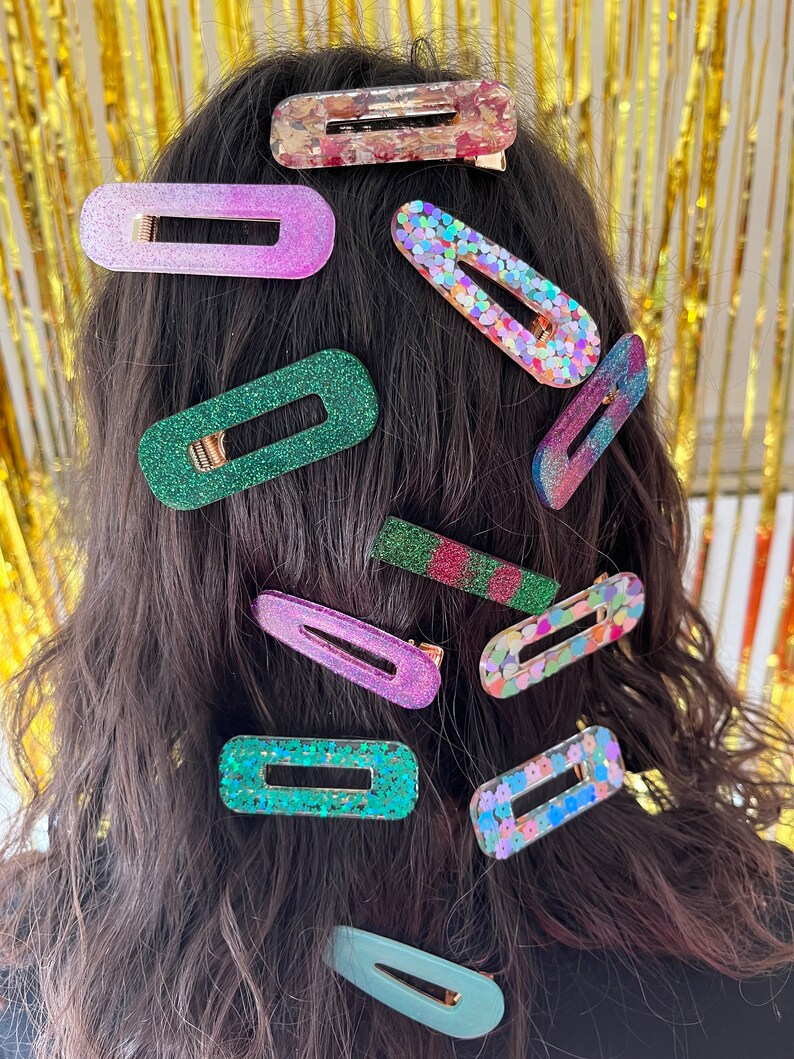 Barrettes / pince à cheveux/ résine paillettes fines image 5