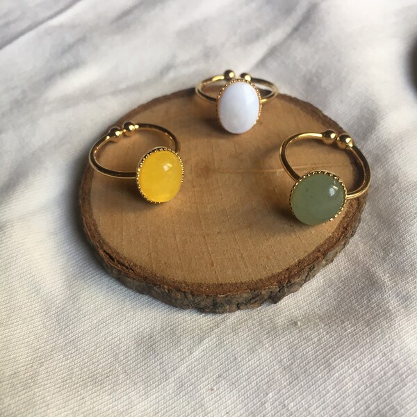 Bague Morgane / or fin/ pierre naturelle/ aventurine/agate/ nacre