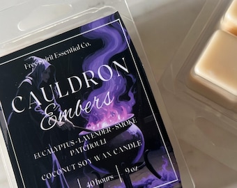 Pastillas de cera aromáticas Cauldron Embers: Aroma a humo de eucalipto y lavanda - Halloween Sage & Sorcery