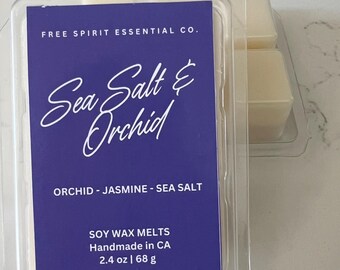 Sea Salt Orchid Wax Melts: Hand Poured Soy Wax Cubes, Home Fragrance