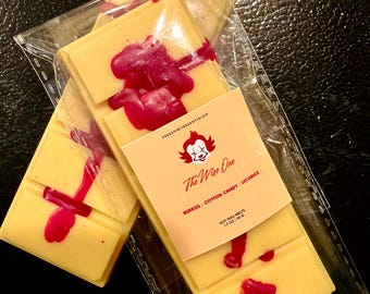 Pastillas de cera de soja con aroma a algodón de azúcar: El Payaso Sabio y Aterrador