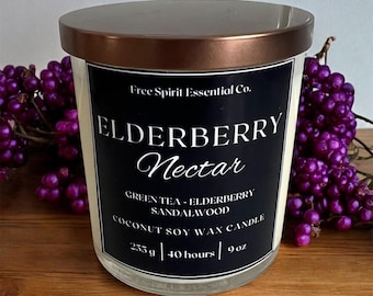 Elderberry Nectar Candle - Green Tea, Oak & Berry, 9 oz