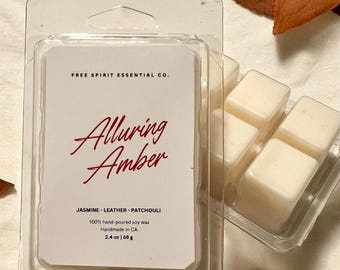 Alluring Amber Wax Melts: Jasmine, Leather & Patchouli - 2.4 oz