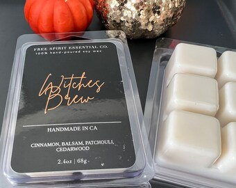 Cera de soja derretida Witches Brew: bálsamo de canela, temática de Halloween otoñal