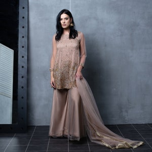 Royal Sand - Pakistani Dress Clothes Fashion Woman Designer Party Casual Formal Luxury Pret Indian Lengha Gharara Saree Shalwar Kameez