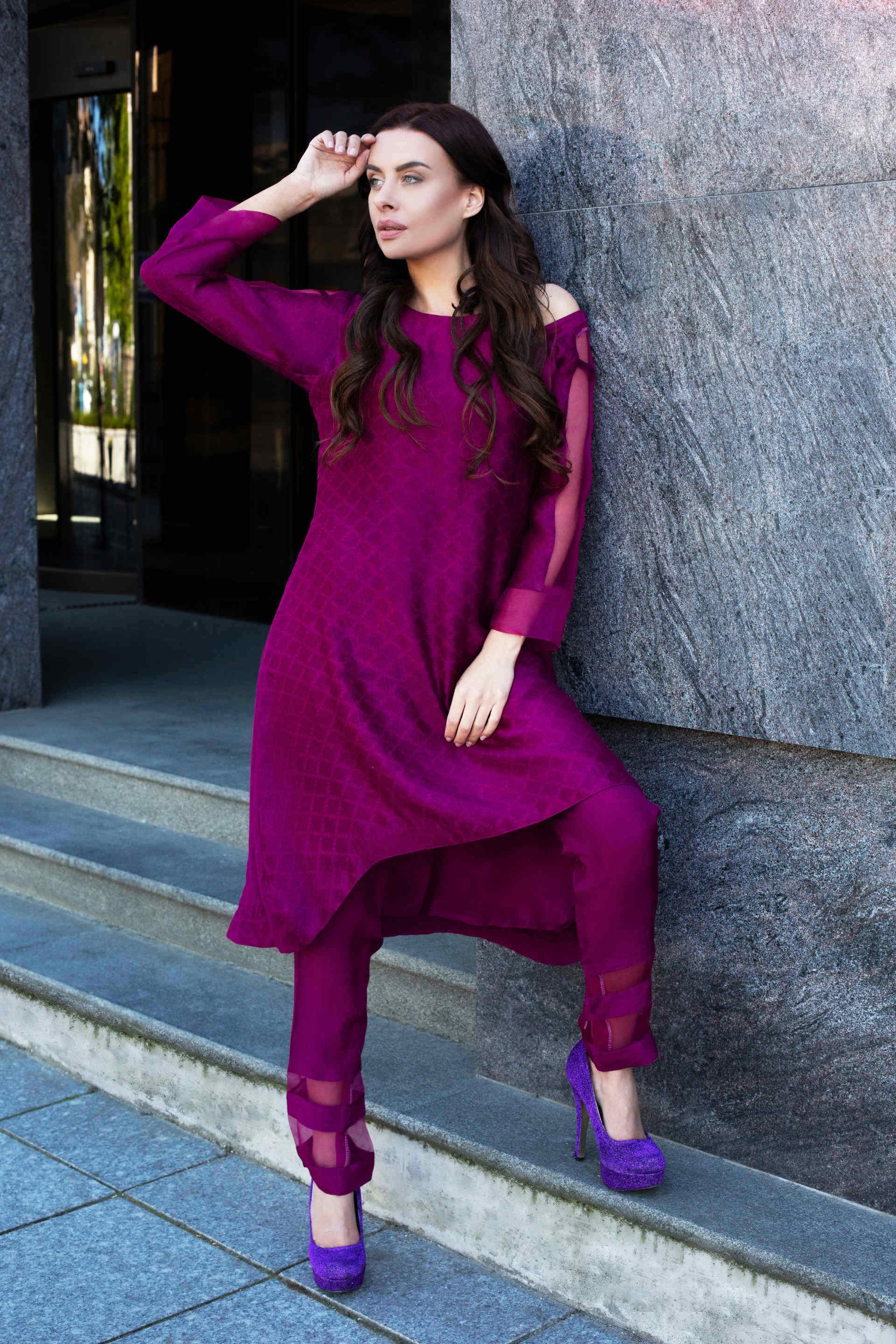 Purple dresses pakistani casual discount