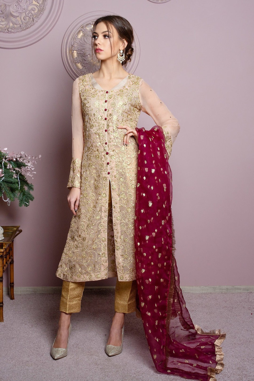 Open shirt top pakistani dresses