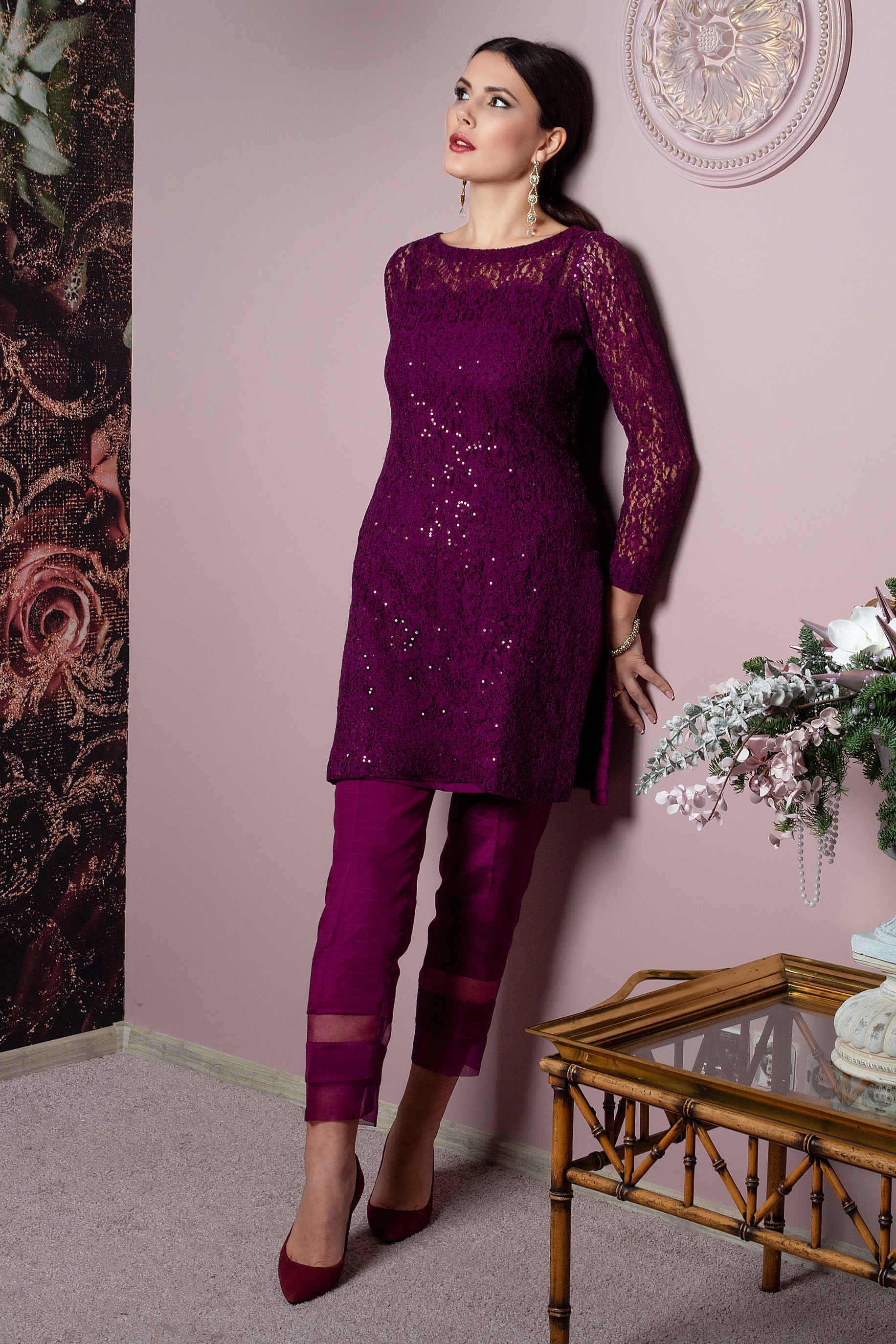 Dark purple pakistani dresses hot sale
