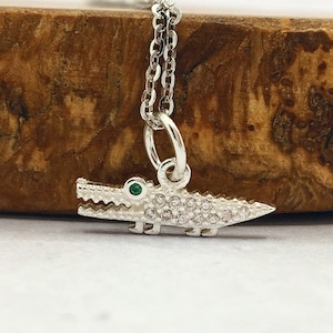Gorgeous sterling silver crocodile pendant necklace | 925 Sterling silver plated necklace | Gift for her | Crocs necklace | Christmas gift