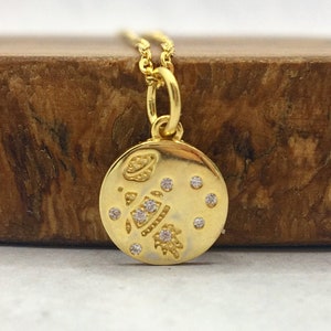 Gorgeous Sterling silver Rocket in a space pendant necklace in golden and silver, 925 Sterling silver necklace, Christmas gift, Gift for her