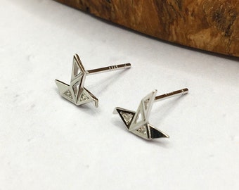 Gorgeous Sterling silver Origami Bird earring studs, 925 Sterling silver necklace, Origami Bird, Gift for her, Christmas gift