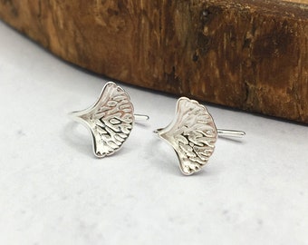 Sterling silver ginkgo leaf earrings | Dainty studs | Sterling silver earrings | Tiny earrings | Gift for her | Christmas gift | Ginkgo leaf