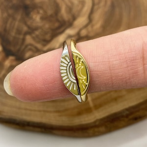Gorgeous sterling silver sun and moon rings | Unique silver rings | Adjustable rings | Statement rings | Christmas gift | Couples ring
